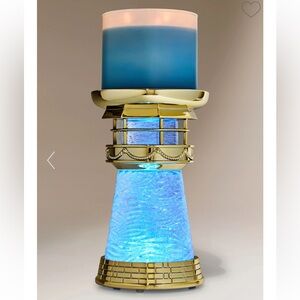Bath & Body Works Light-Up Lighthouse Water Globe 3-Wick Candle Holder
